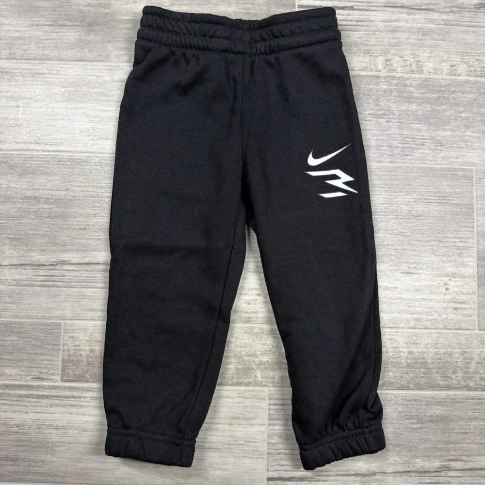 Nike 3 Brand Joggers Boys 2T Black Russell Wilson Fleece Sweatpants Swoosh NWT